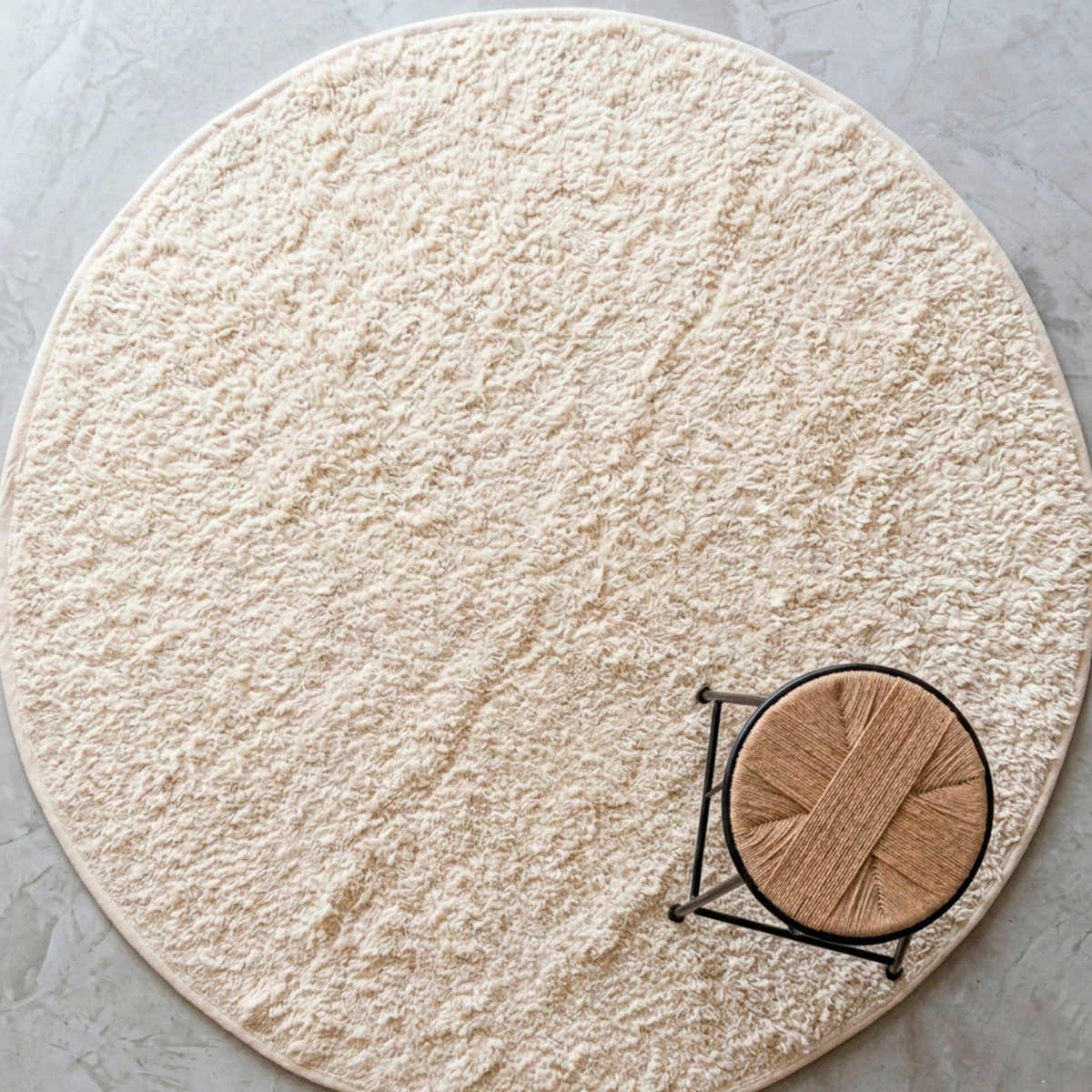 Tapete Redondo Off White Felpudo Clean Premium Aura