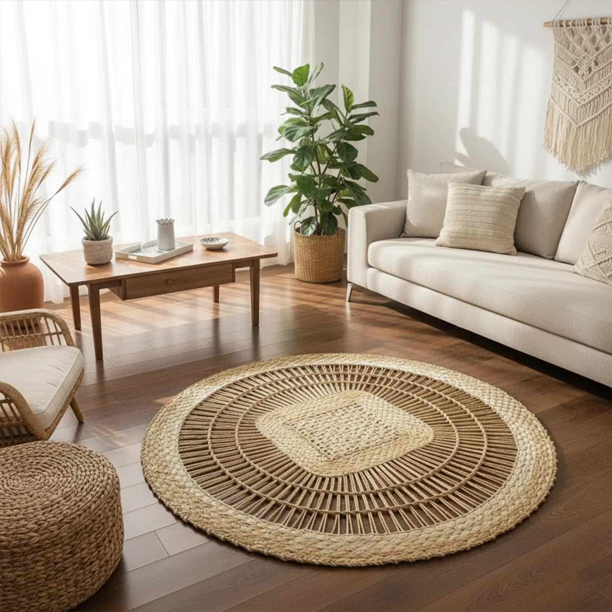 Tapete de Palha Redondo Raízes