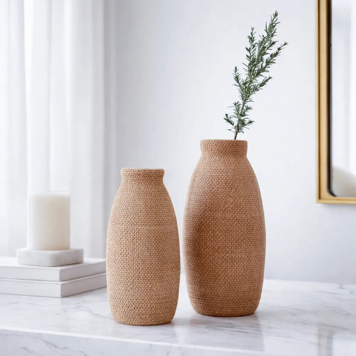 Vaso Decorativo Texturizado em Fibra Natural Bali