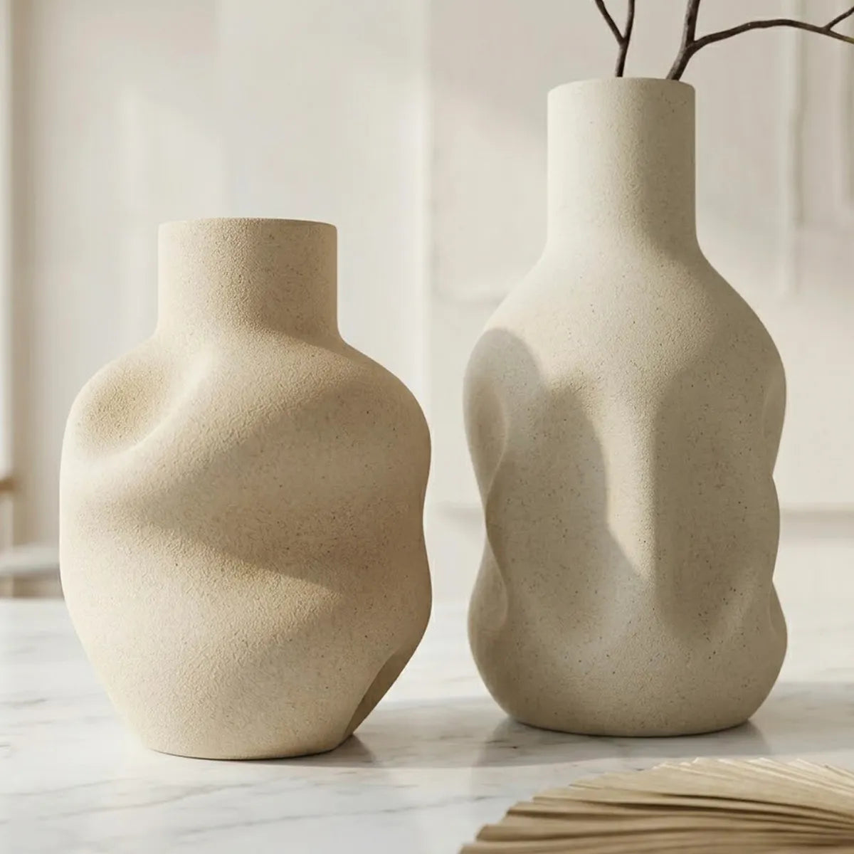 Conjunto de Vasos Decorativos de Cerâmica Orgânico Ammó