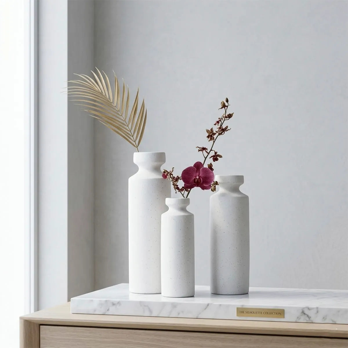 Conjunto de Vasos Decorativos Cerâmica Texturizado Verso