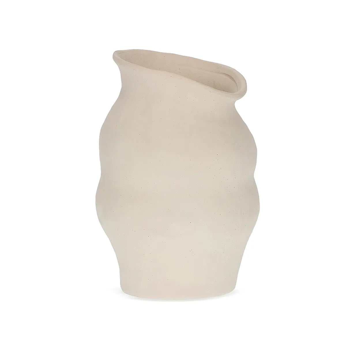 Vaso em Cerâmica Off-White Ondas