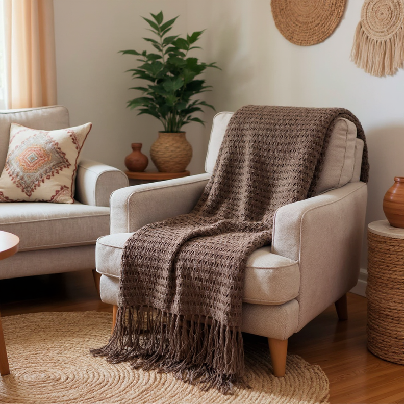 Manta para Sofá Artesanal Algodão Serena