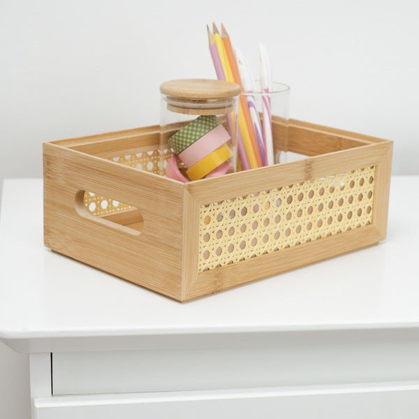 Caixa Organizadora de Bambu com Palhinha Indiana Essenza Natural