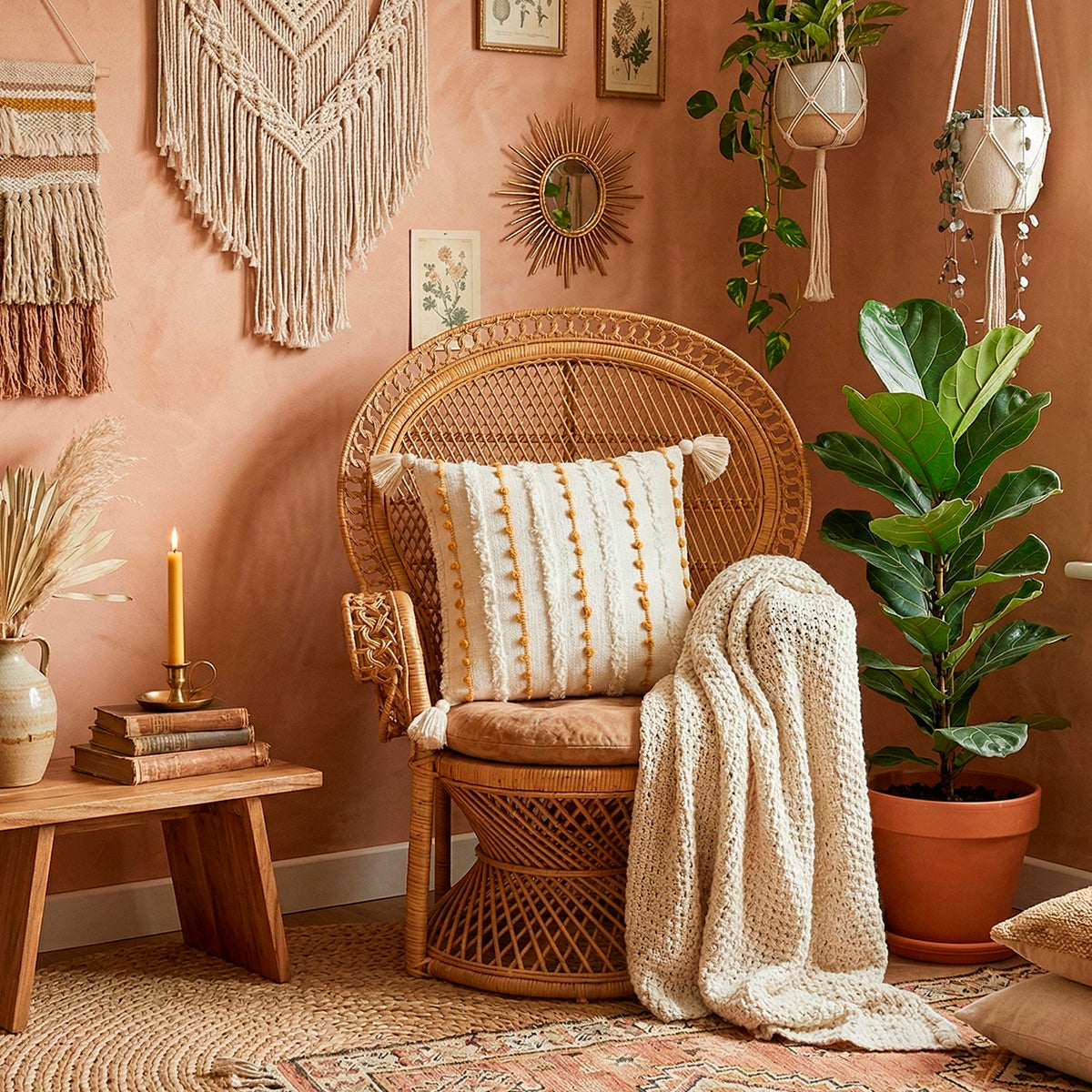 Capa de Almofada Boho Mirasol para compor a decoração do sofá ou da cama, imagem complementar do produto