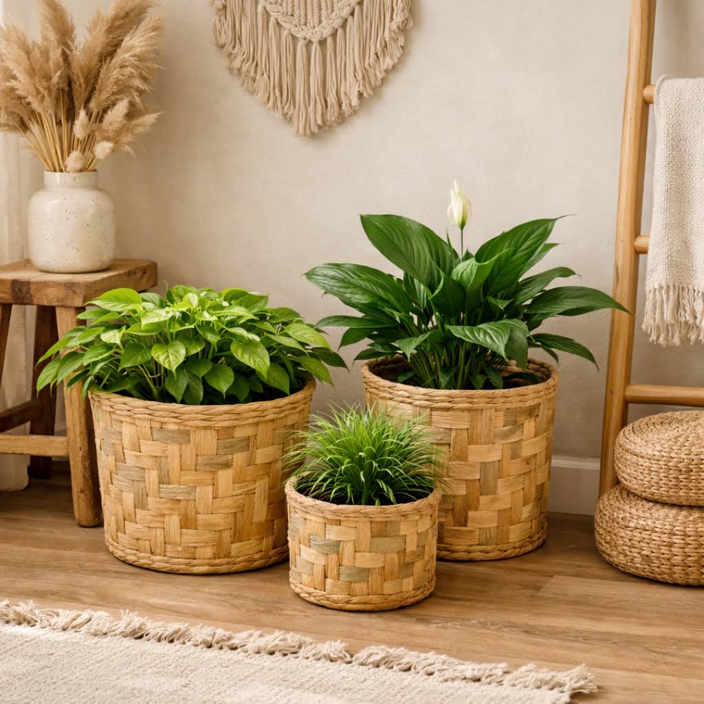 Kit de Vaso Cachepot Natural - 3 Peças