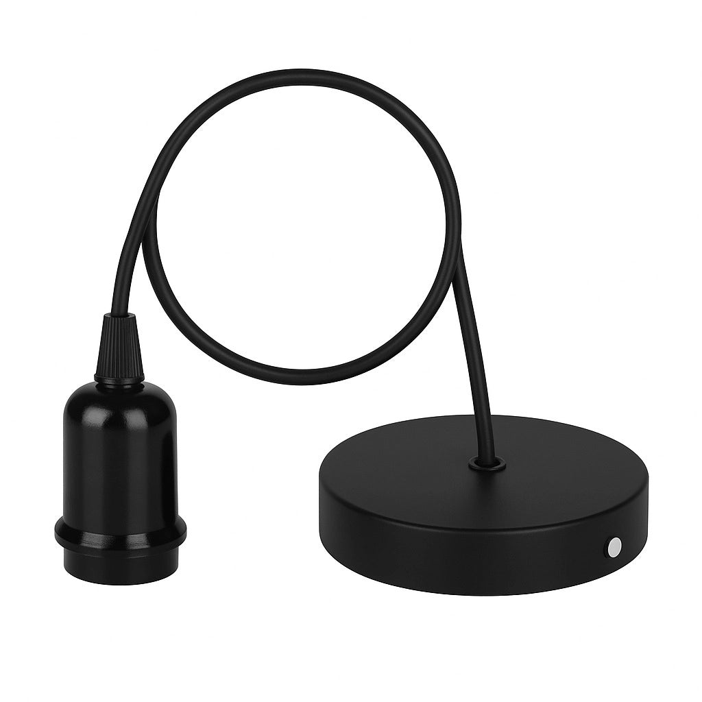 Kit Canopla com Fio 1,5m e Boquilha Preta para Pendente