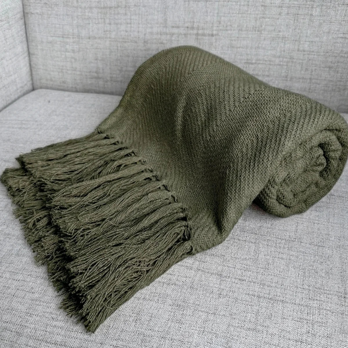 Kit Manta para Sofá e Capa de Almofada Verde Elos para decoração de sala com peças coordenadas, imagem complementar do produto