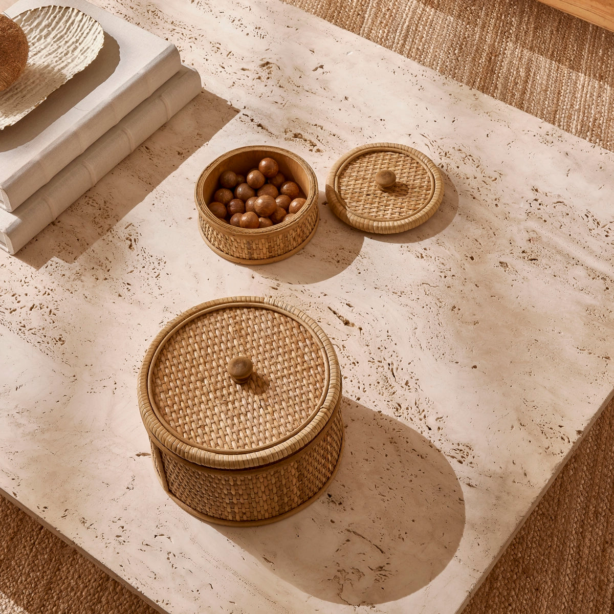 Kit 2 Caixas Organizadoras Rattan Natural