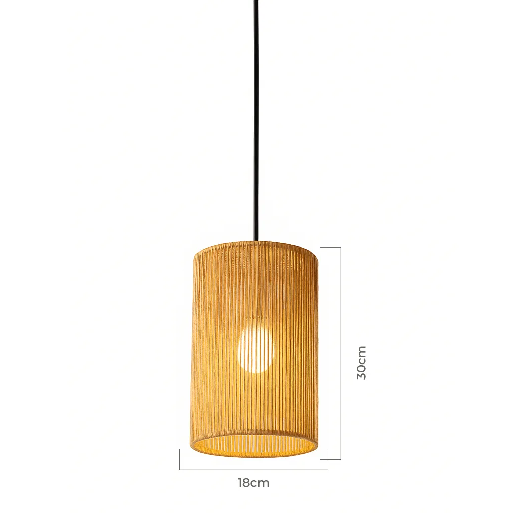 Luminária decorativa de palha natural da Casainno, imagem utilizada em diferentes composições