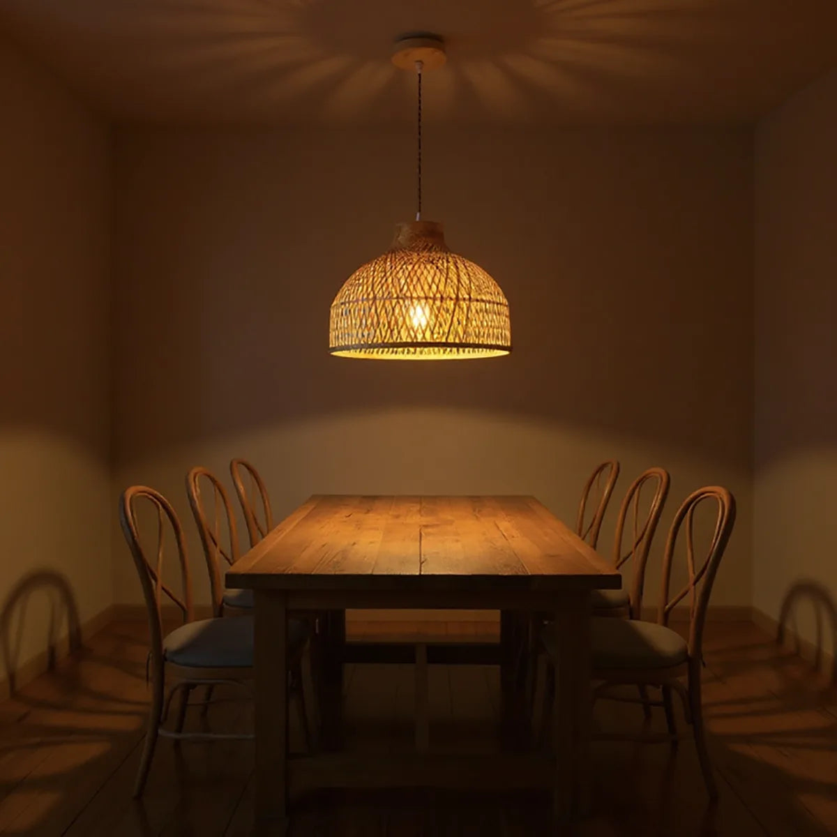 Luminária Pendente de Bambu Kora — vista da luminária decorativa