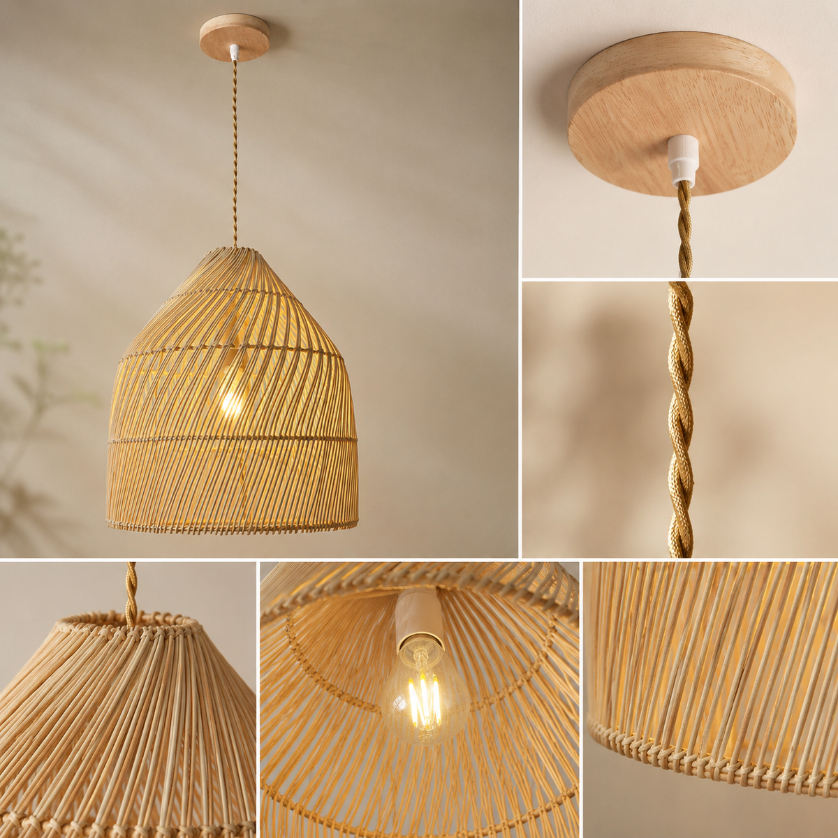 Luminária Pendente de Bambu Surya — luminária para decoração de interiores