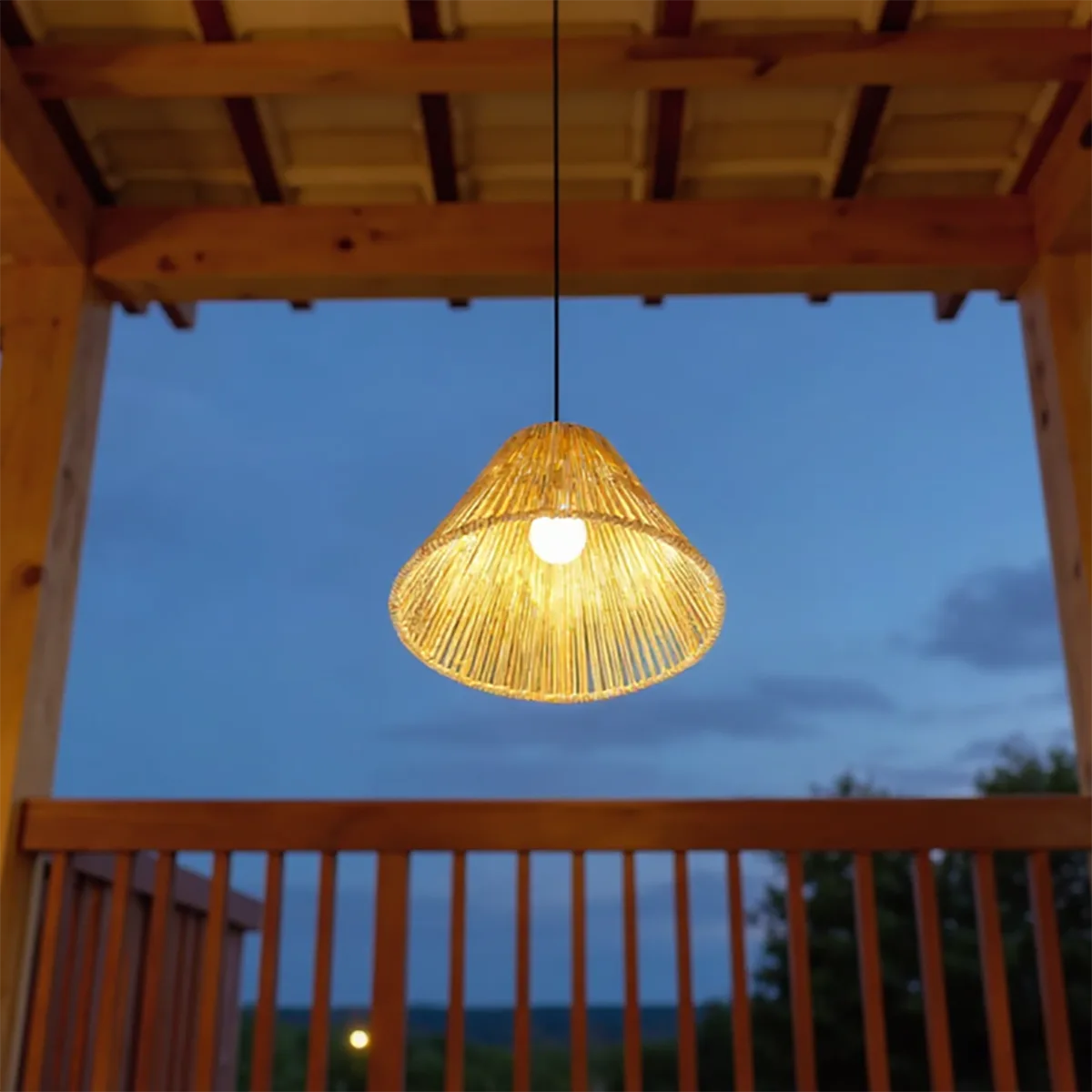 Luminária Pendente de Palha Tupay para iluminação e decoração de interiores, modelo para sala e área de jantar