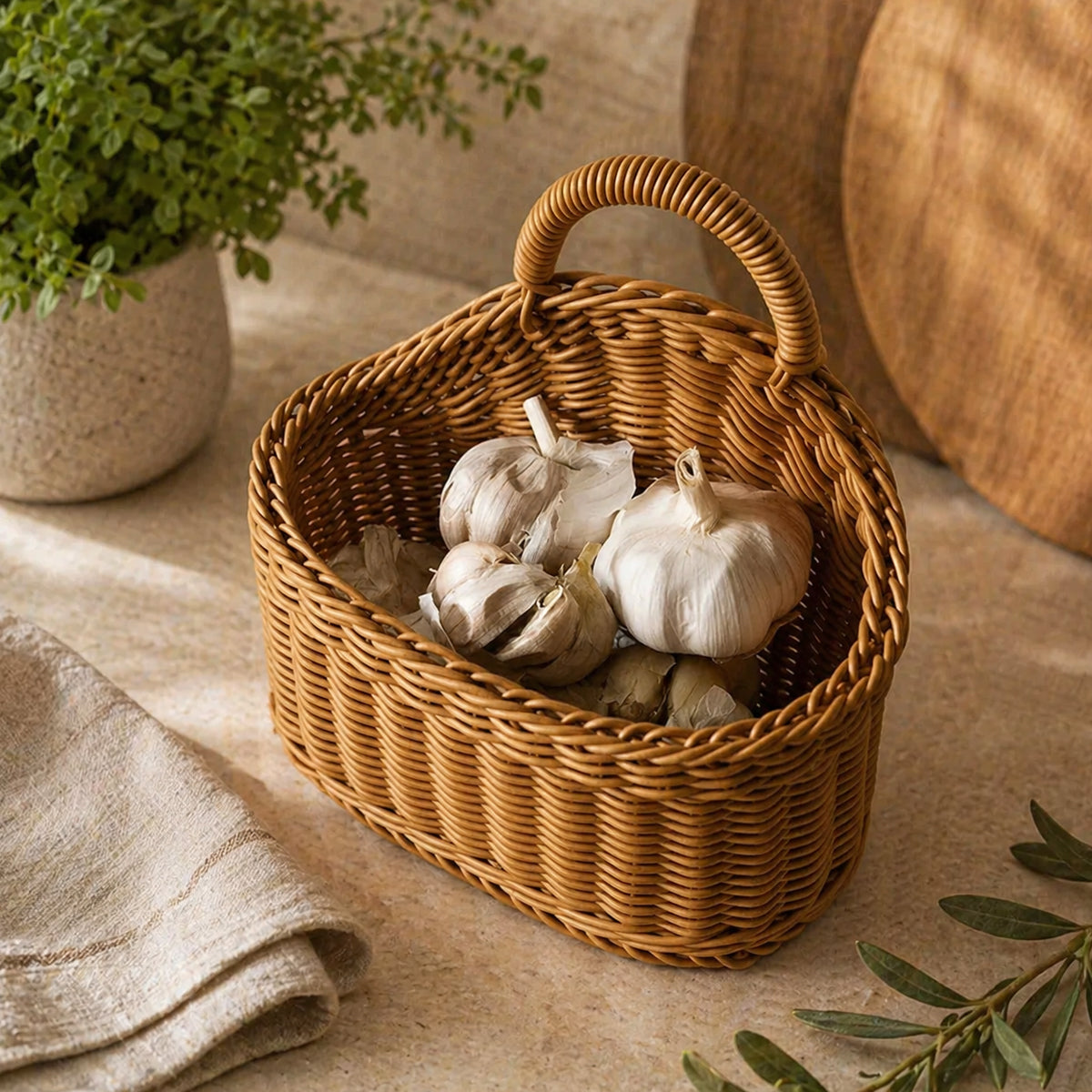 Cesto de Armazenamento Rattan Essenza