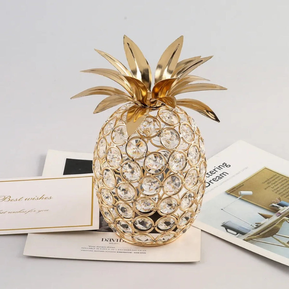 Ornamento Dourado em Cristal Frutas