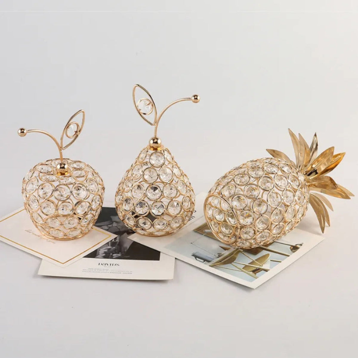 Ornamento Dourado em Cristal Frutas