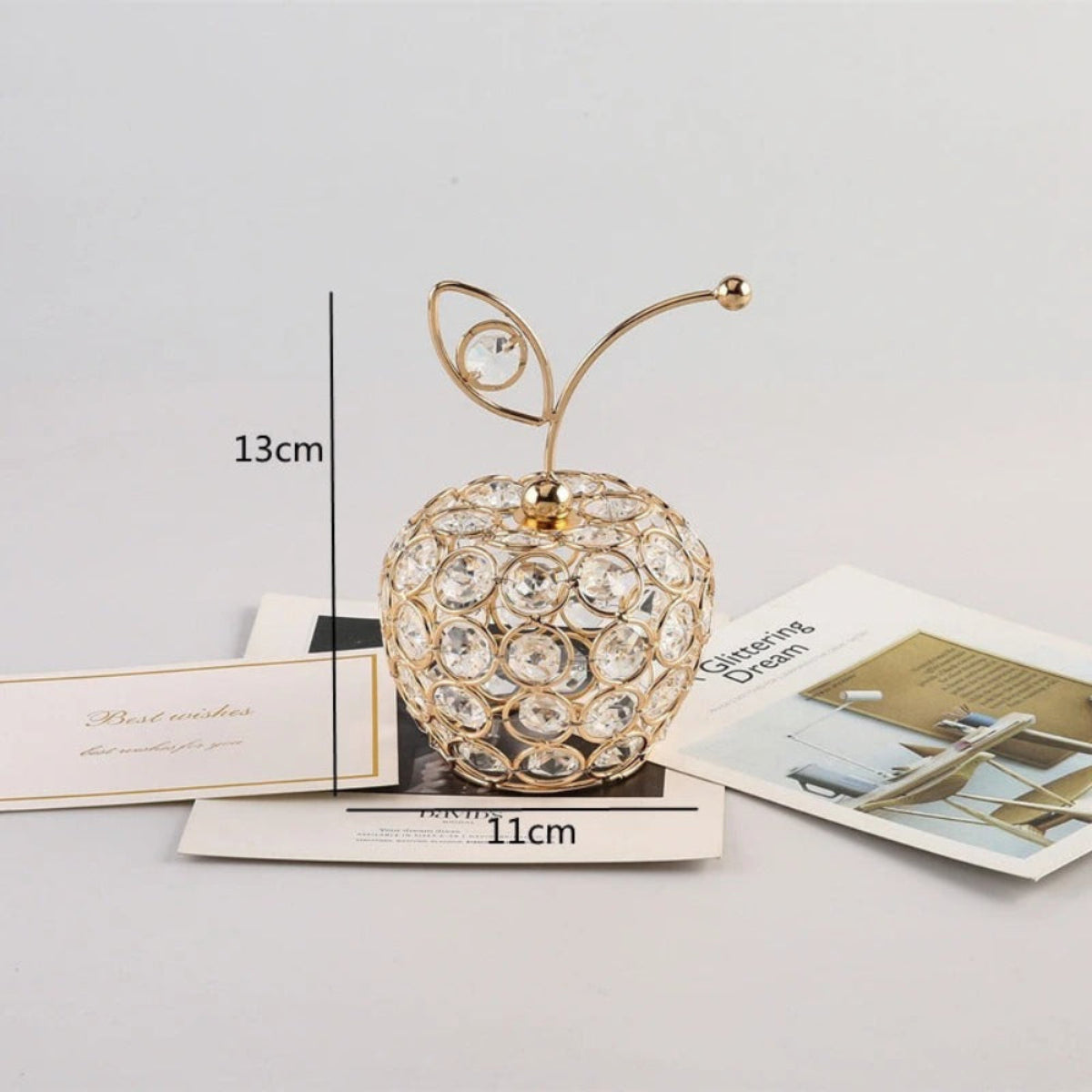 Ornamento Dourado em Cristal Frutas
