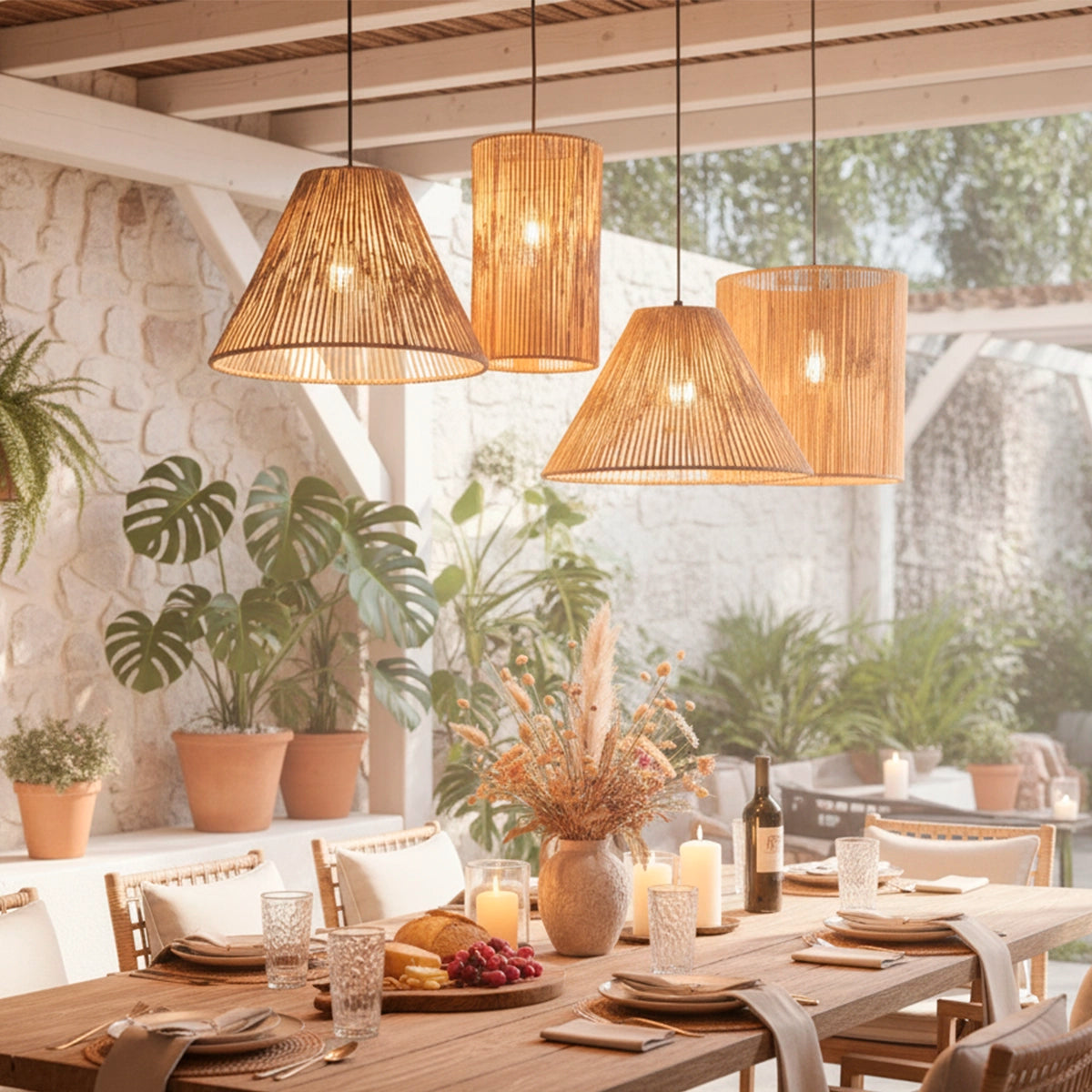 Kit 4 Luminária Pendente de Palha Mayu