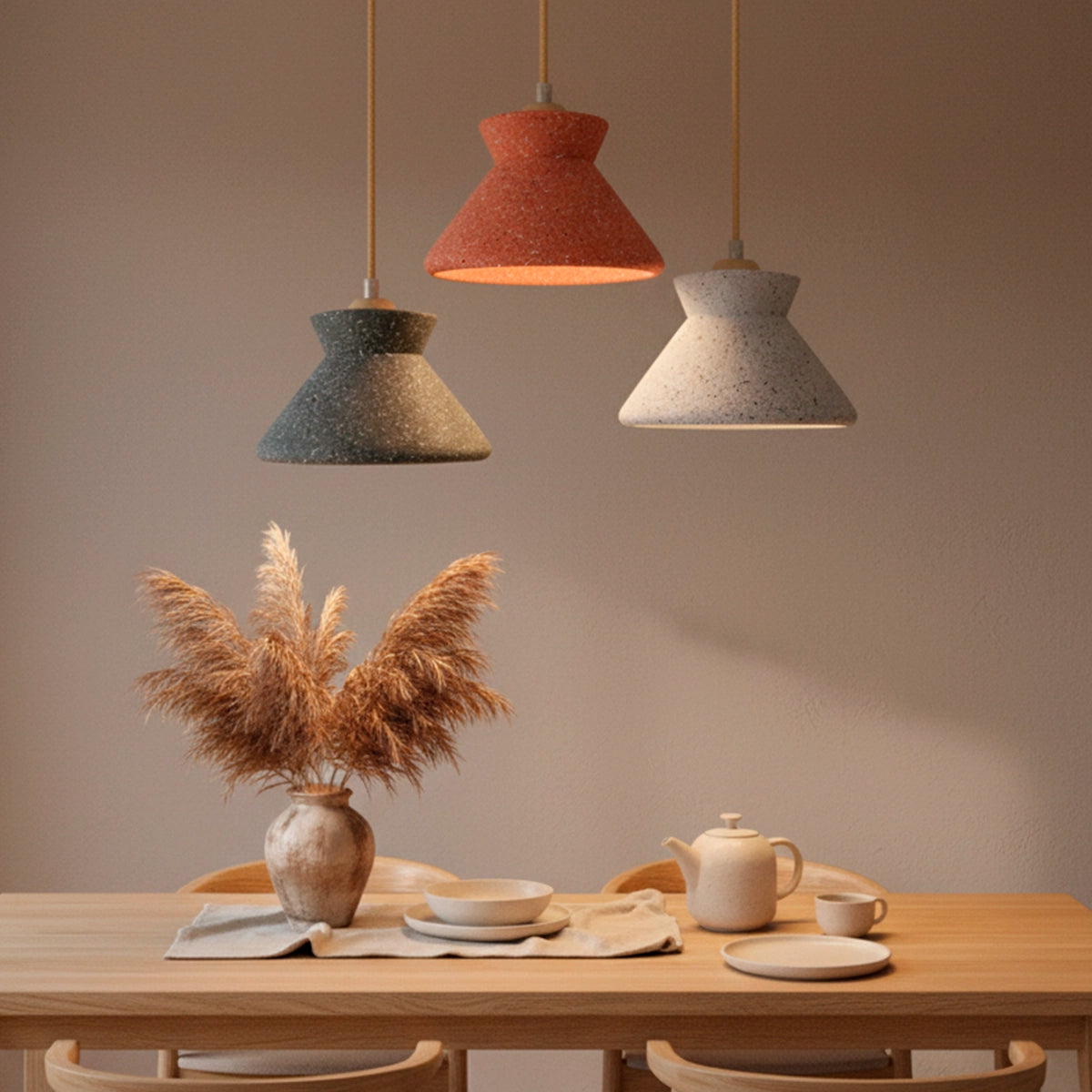 Kit 3 luminárias Pendente Granito Nord