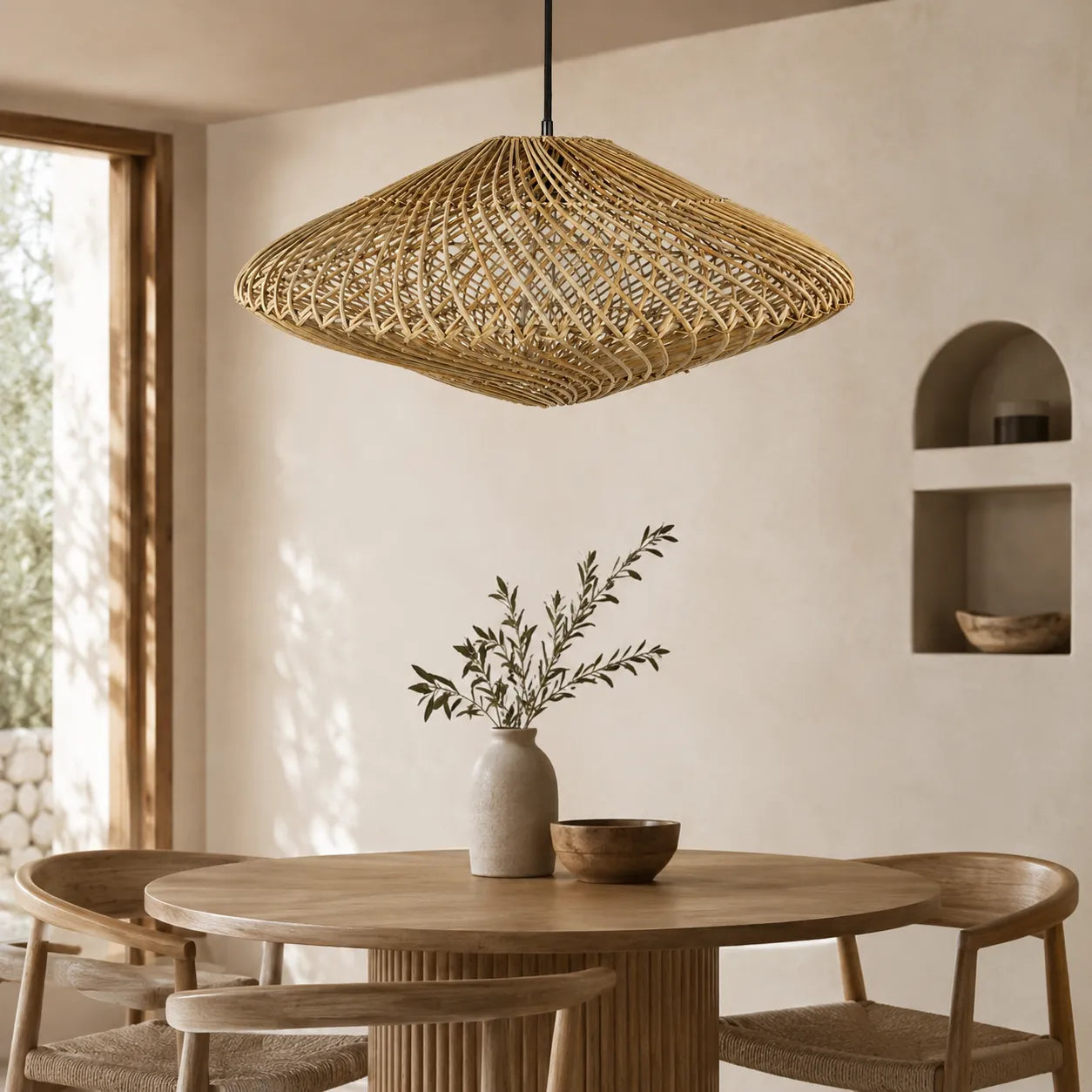 Kit 2 Luminárias Pendente em Rattan Alba Grande 80cm