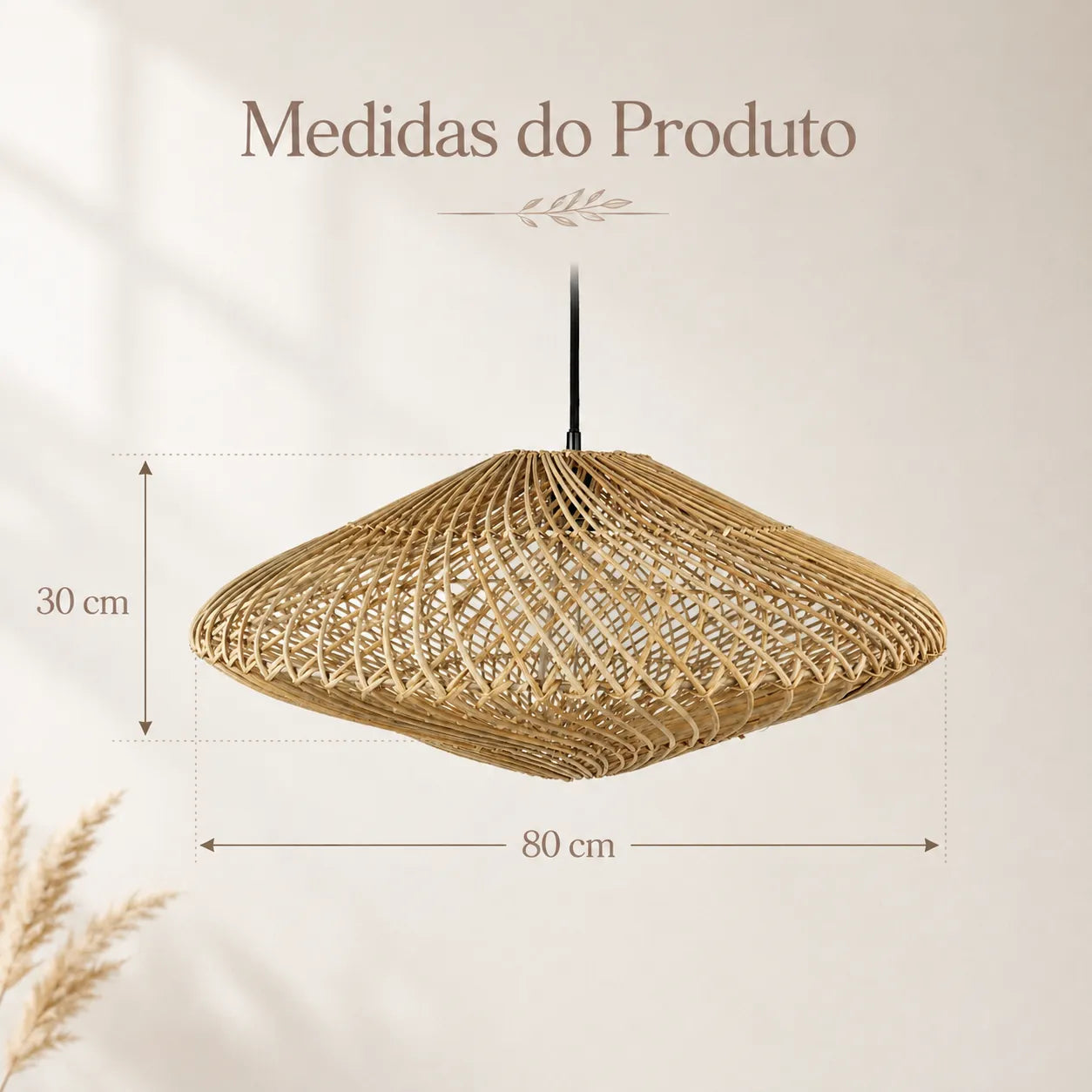 Kit 2 Luminárias Pendente em Rattan Alba Grande 80cm