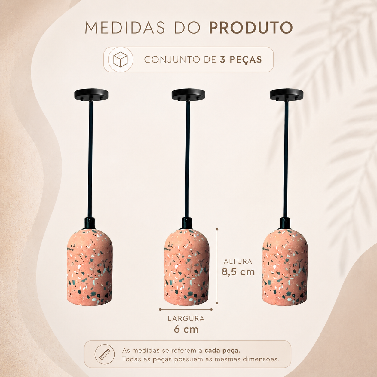 Kit 3 Luminárias Pendente Granilite Terraz