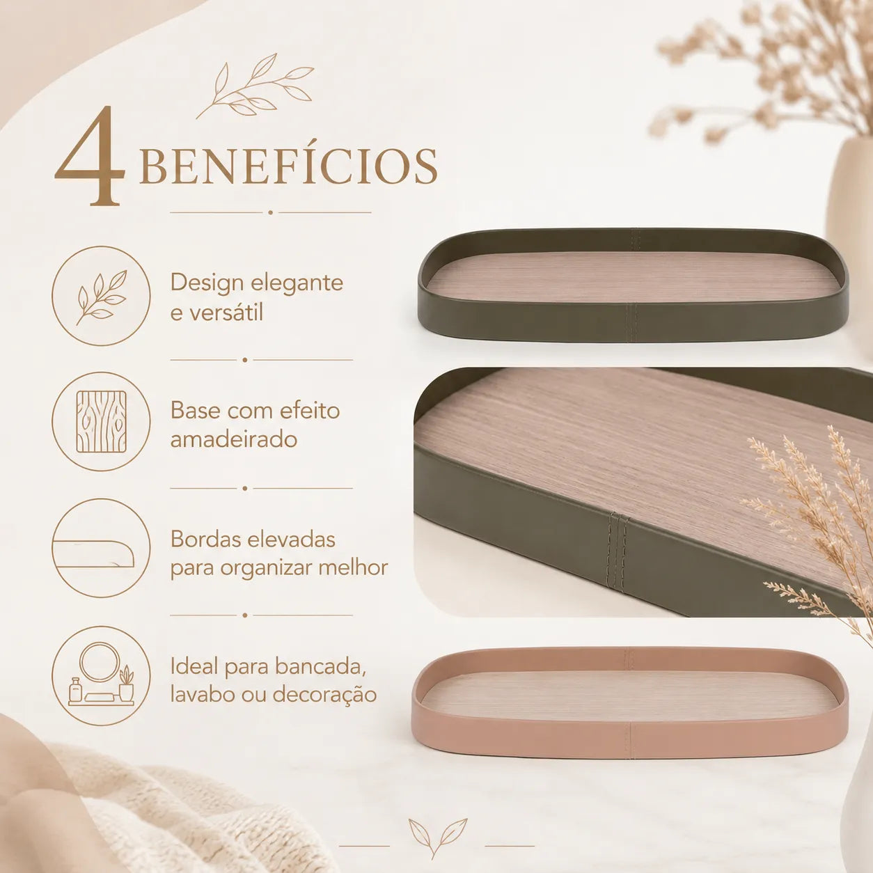 Bandeja Decorativa Oval Sálvia