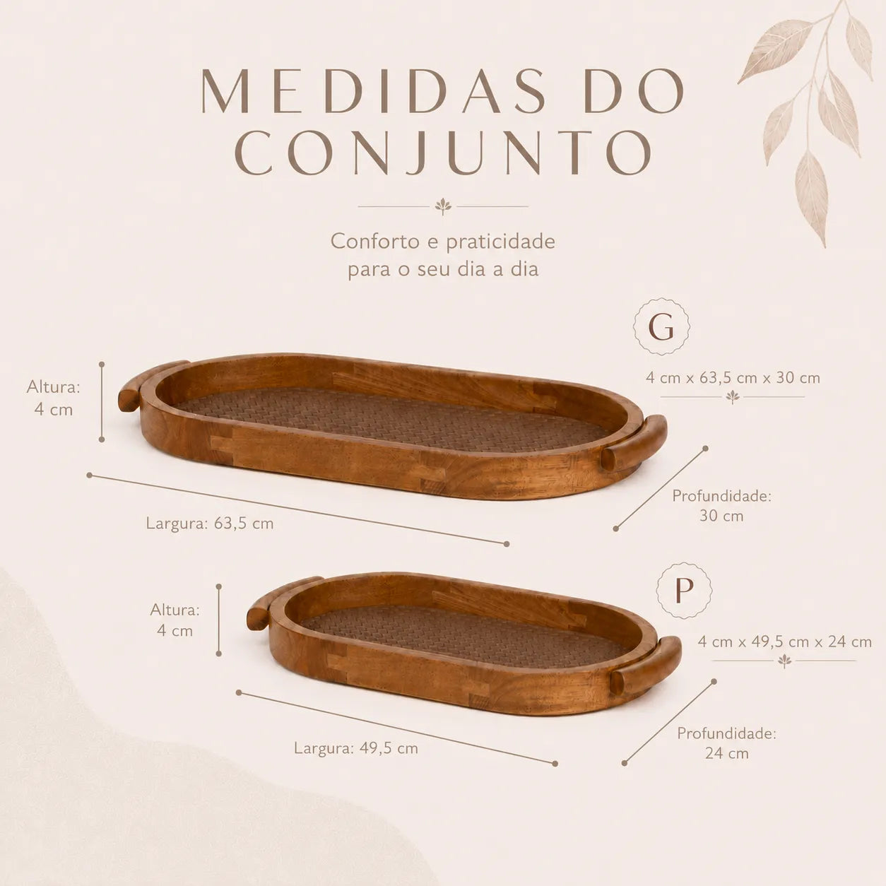 Bandeja Decorativa Oval em madeira Nativa