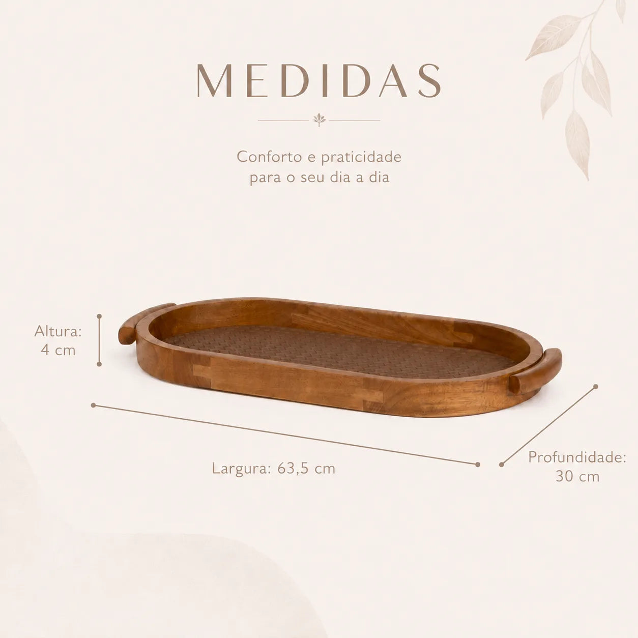 Bandeja Decorativa Oval em madeira Nativa