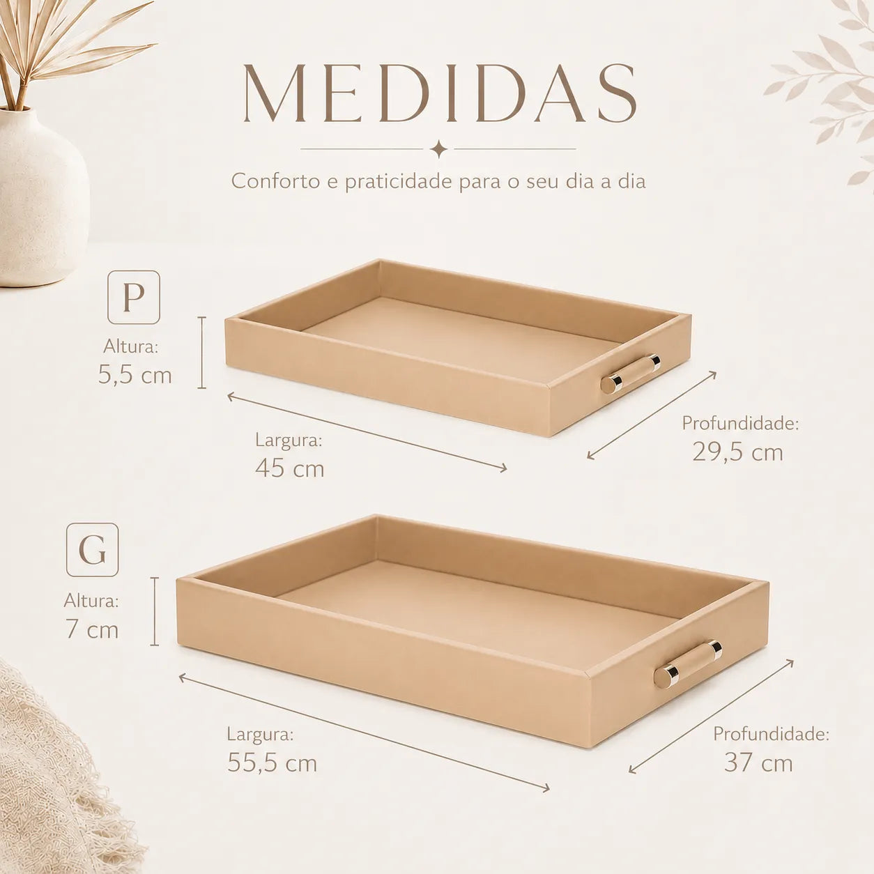 Bandeja Decorativa Retangular para servir Nude