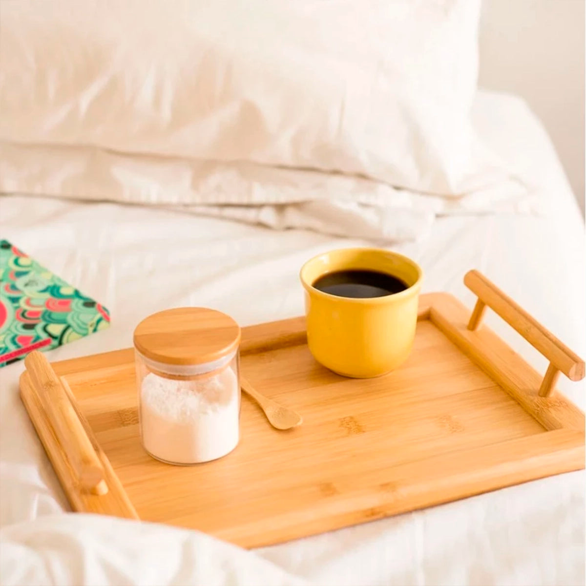 Bandeja Retangular de Bambu com Alcas Essenza Natural