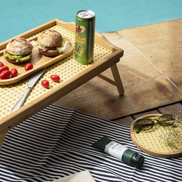 Bandeja com Pés Dobráveis de Bambu com Palhinha Indiana Essenza Natural