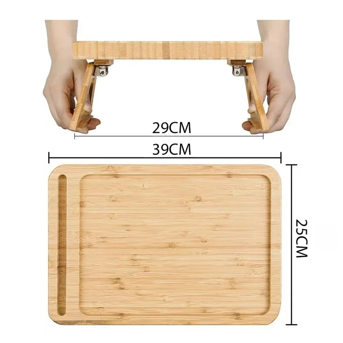 Bandeja de Sofá Retangular em Bambu
