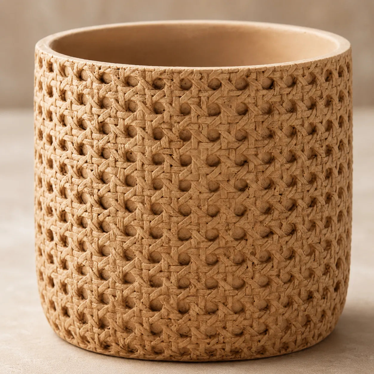 Cachepot Decorativo Bege em Cimento Texturizado Aurora