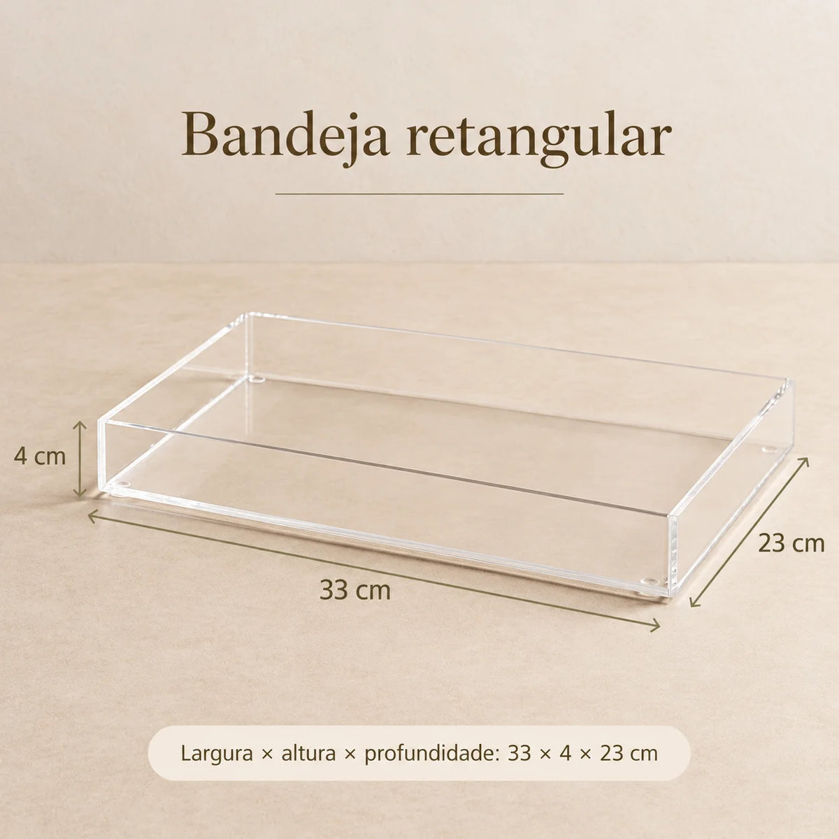 Caixa organizadora Velune em acrílico cristal, em diagrama da versão retangular.