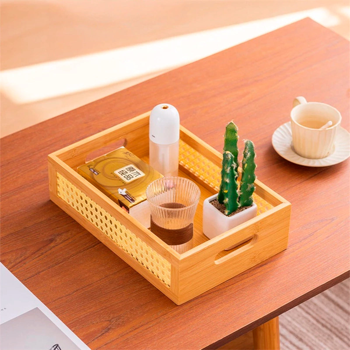 Caixa Organizadora de Bambu com Palhinha Indiana Essenza Natural