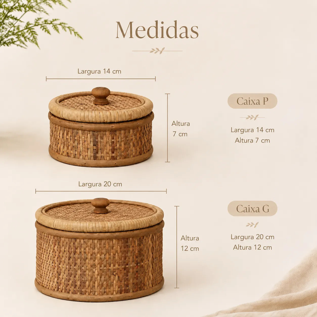 Kit 2 Caixas Organizadoras Rattan Natural