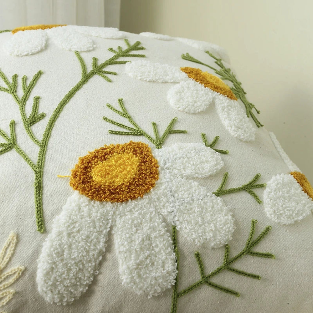 Capa de Almofada Bordado Floral