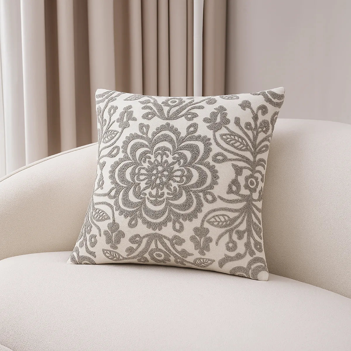 Capa de Almofada Mandala Cinza