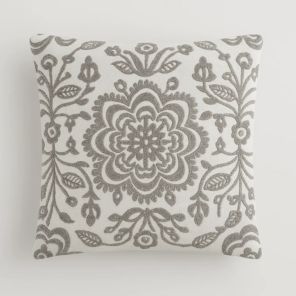 Capa de Almofada Mandala Cinza