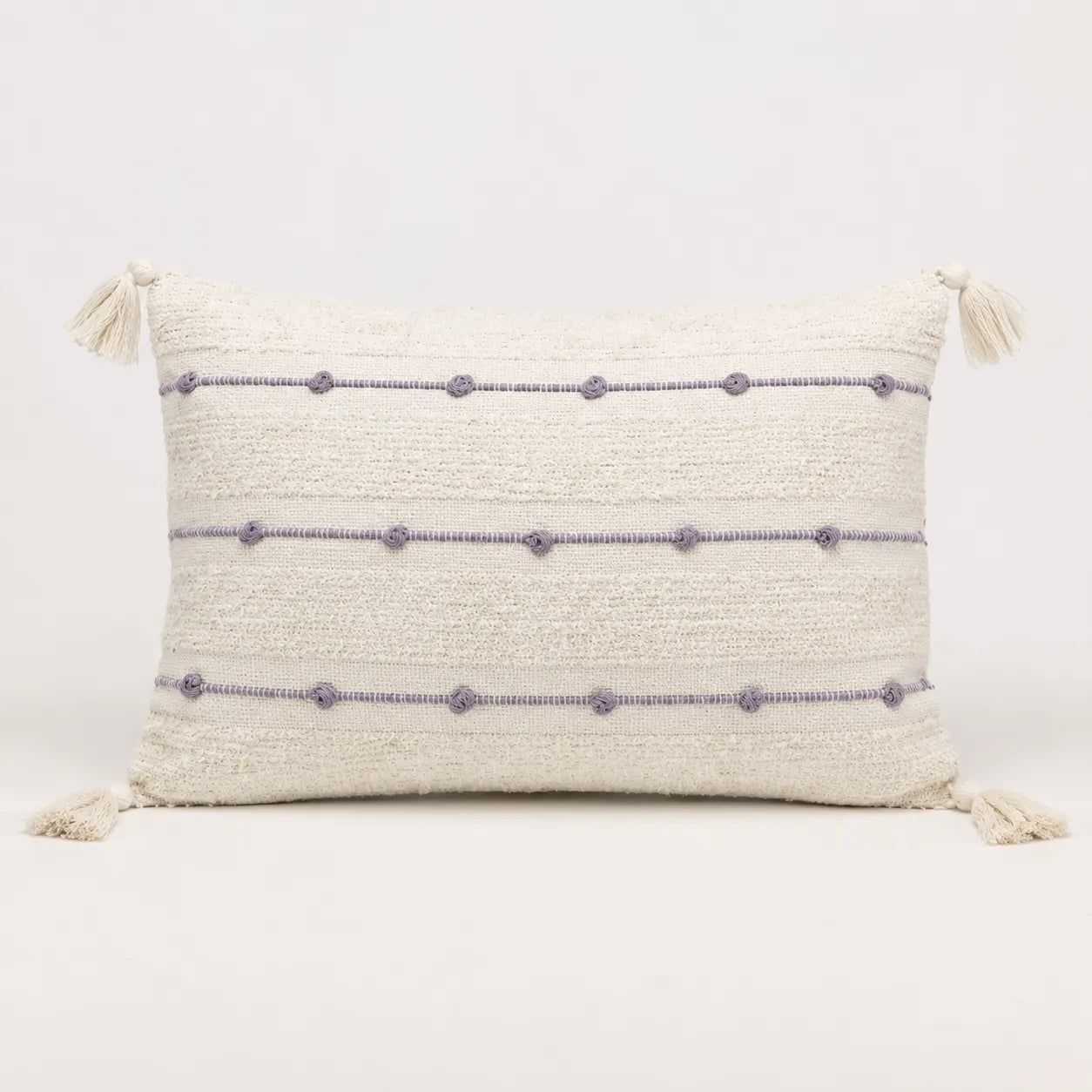 Capa de Almofada Baguete Premium Cru com Tassels