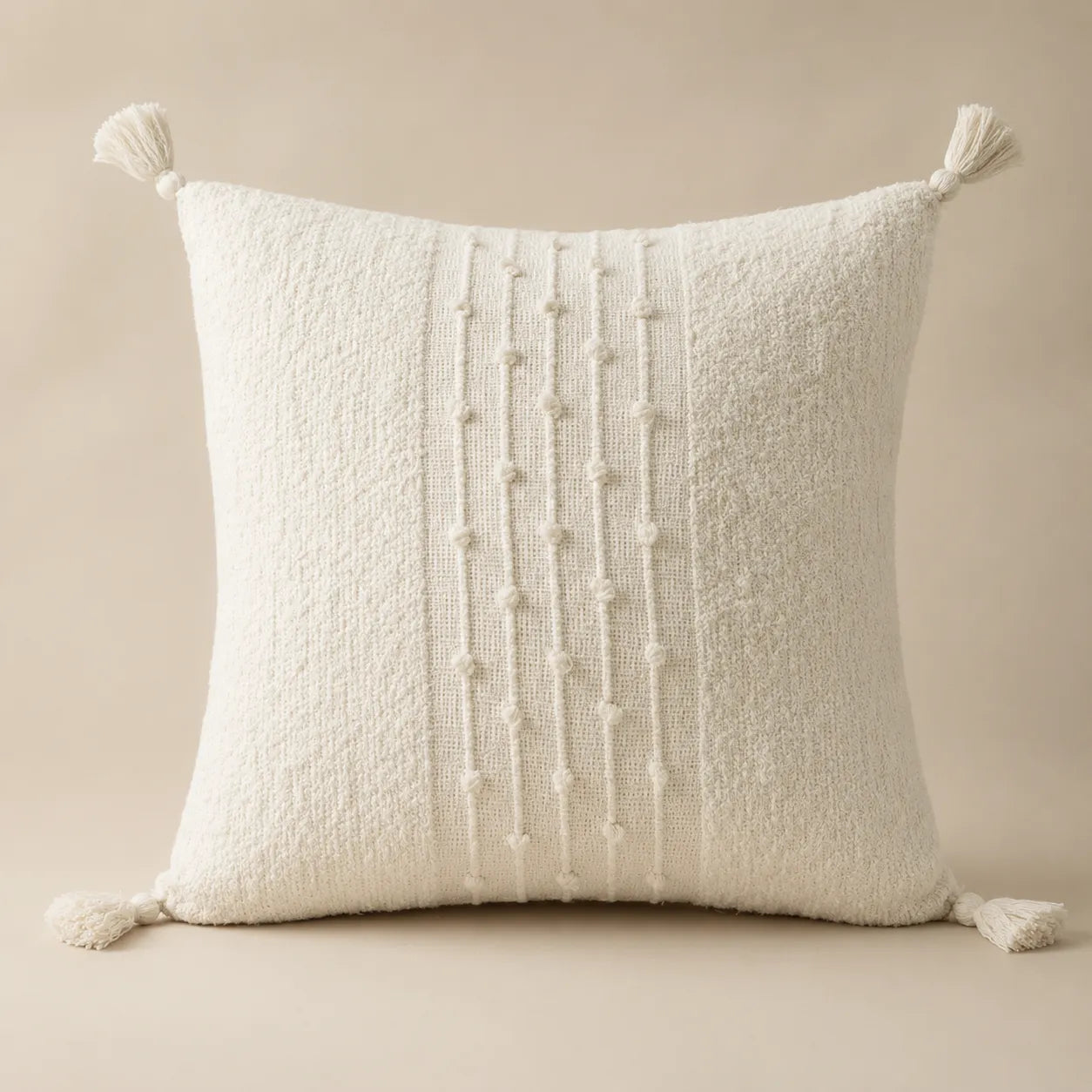 Capa de Almofada Premium Cru com Tassels