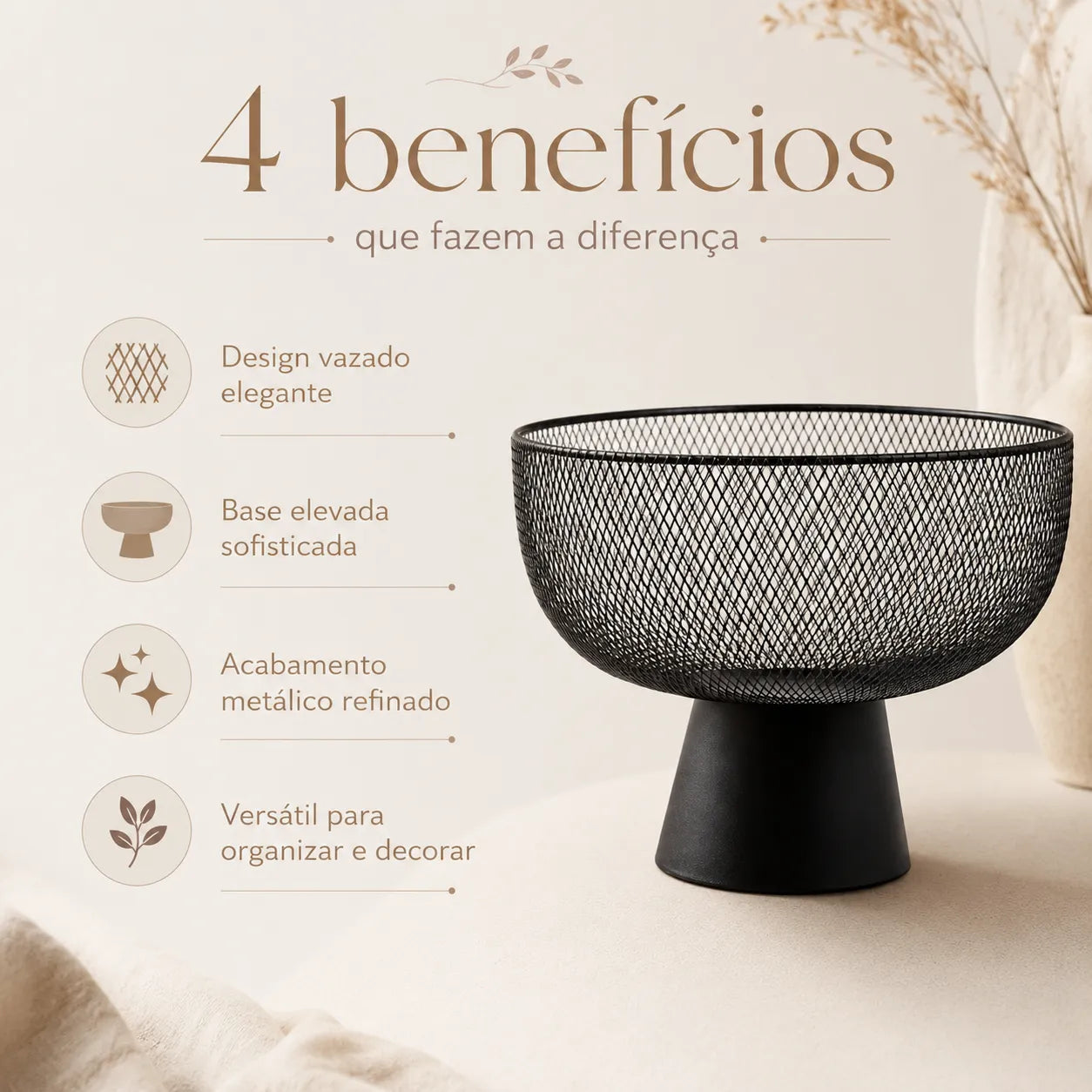 Centro de Mesa Aramado em Metal Preto Urban