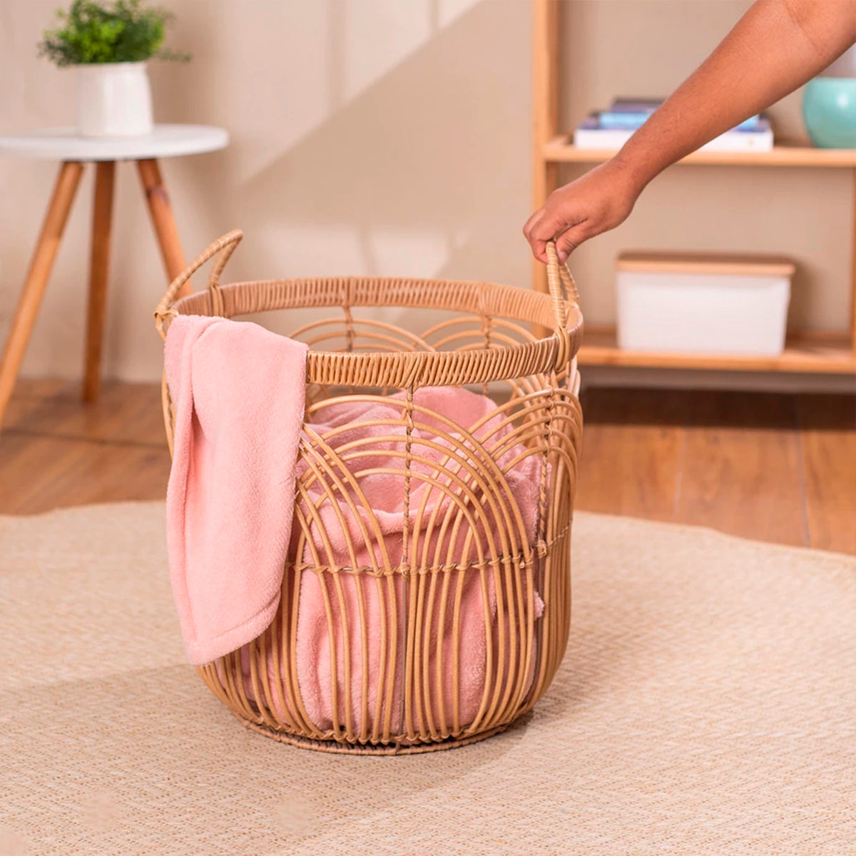 Cesto Organizador com Alcas Rattan Essenza Natural