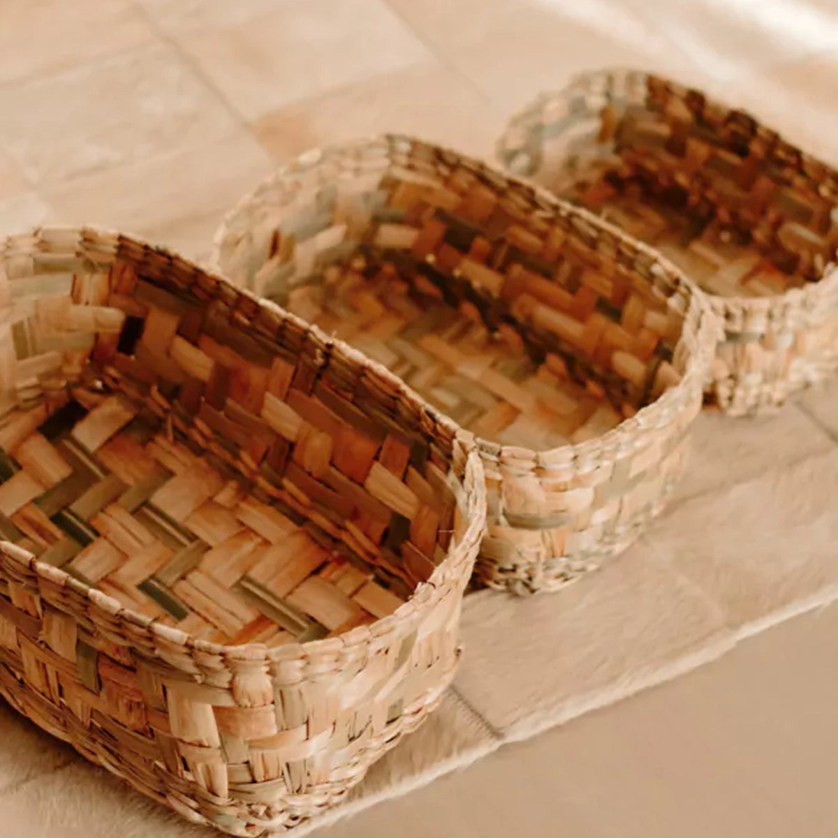 Cesto Organizador de Palha Natural Ninho - 3 peças