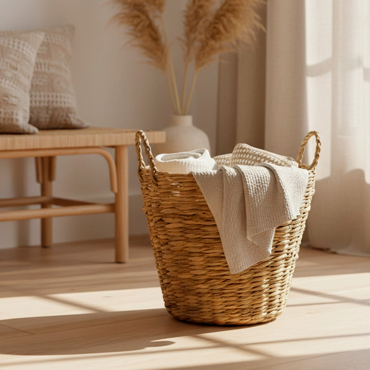 Cesto Organizador de Palha Natural com Alça