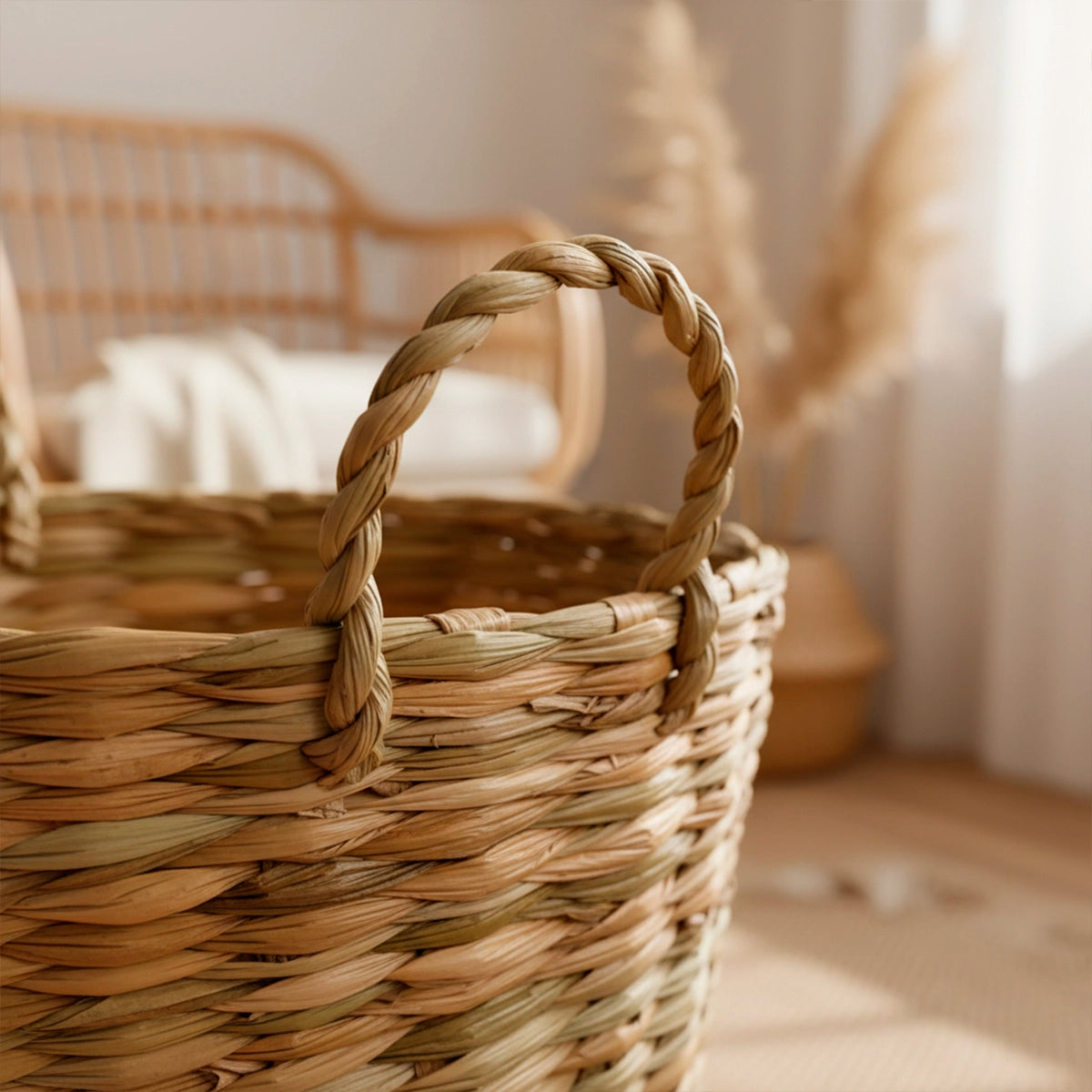 Cesto Organizador de Palha Natural com Alça