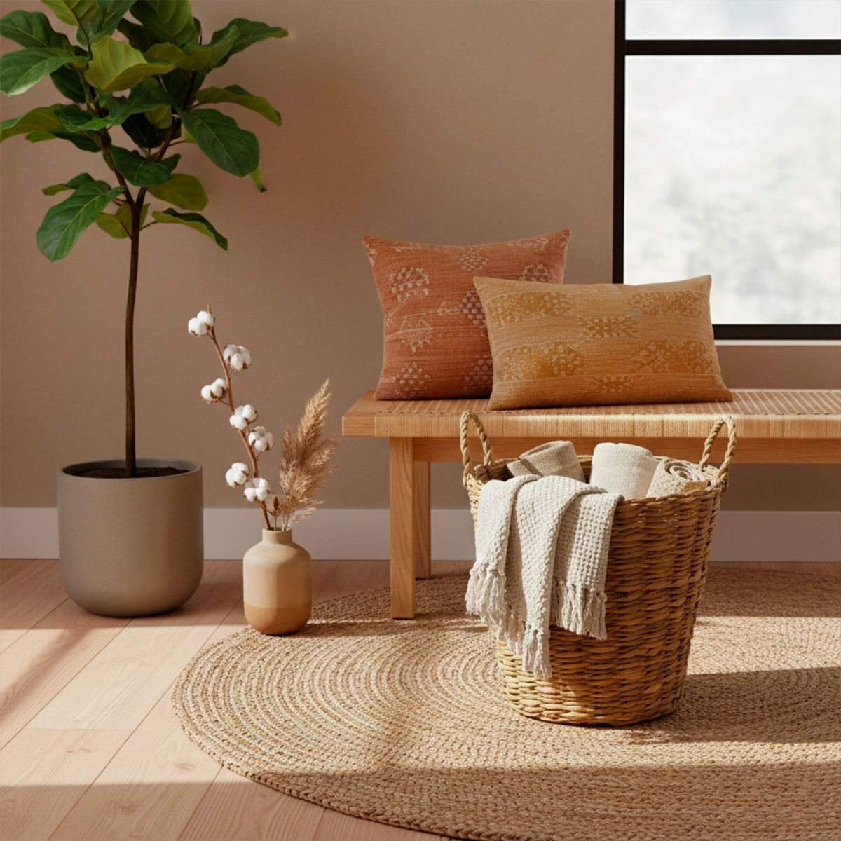 Cesto Organizador de Palha Natural com Alça