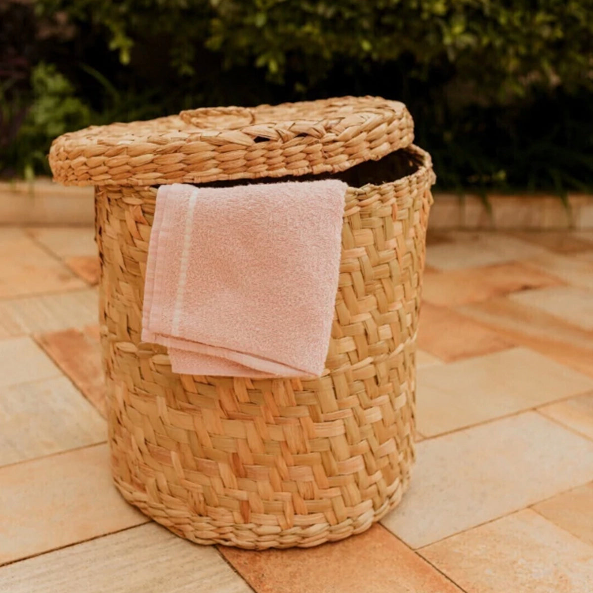 Cesto Organizador de Palha com Tampa Duna