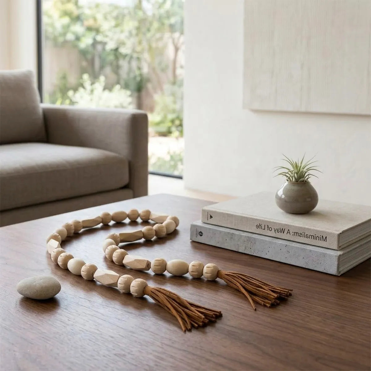 Colar de Mesa Decorativo em Madeira Natural Boho Bali